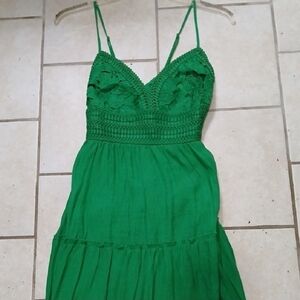 LOVE TREE Womens Size L Green Ruffled Maxi Dress